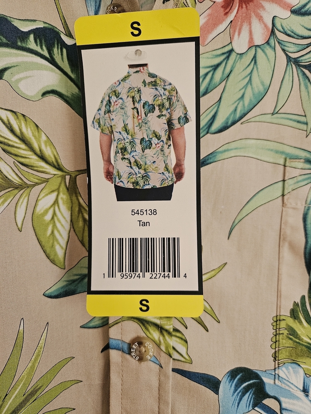 Cooke Street Men’s Tan Tropical Floral Button-Down Shirt - Picture 5 of 14